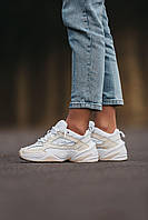 Женские кроссовки Nike M2K (белые с бежевым) демисезонные практичные светлые кроссы MD0608 cross