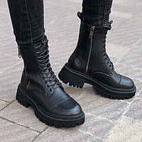 Женские ботинки Balenciaga Black Tractor Side-zip Boots (чёрные) сапоги на шнуровке с молниями деми 6941 Топ