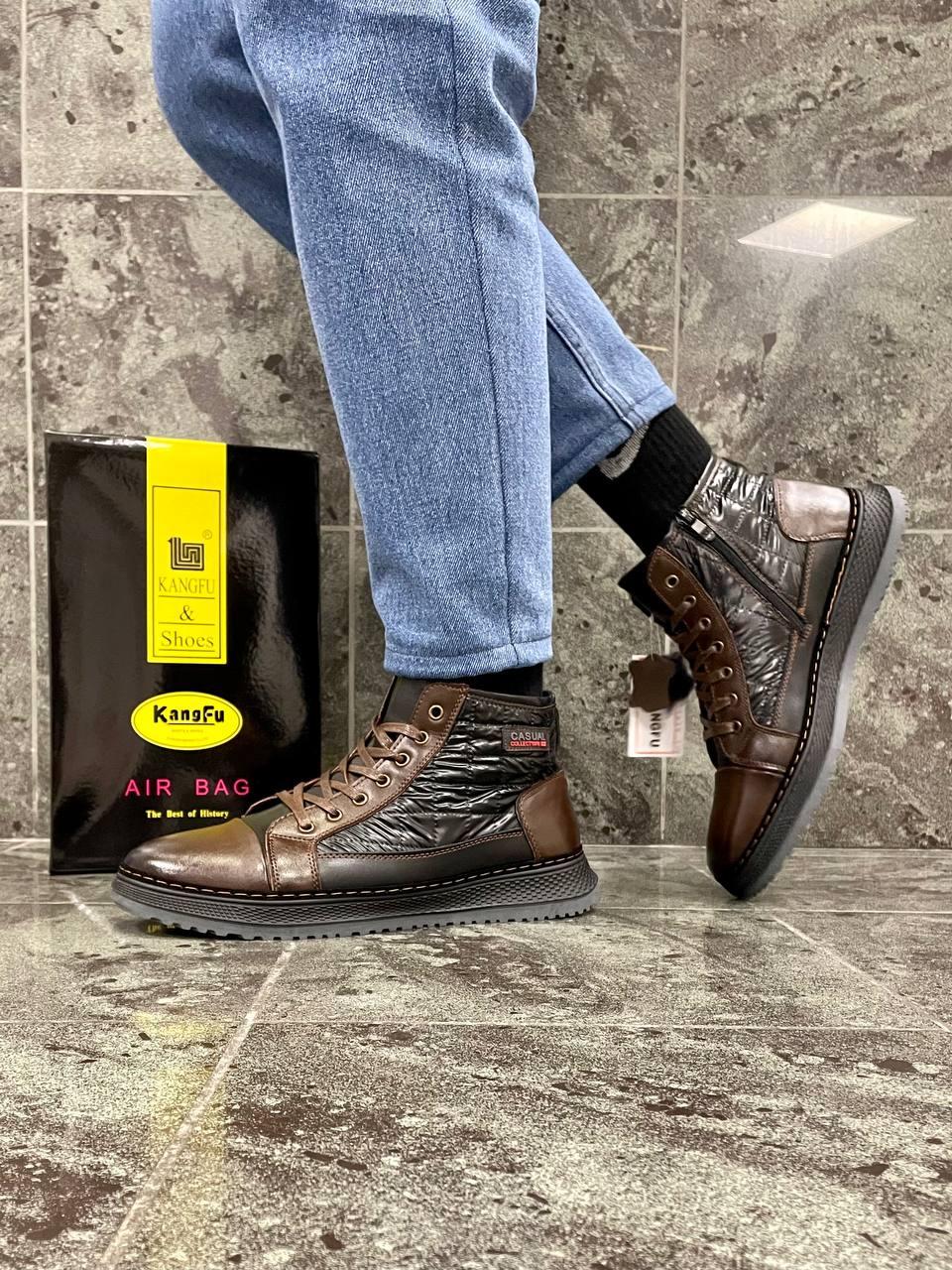 Чоловічі зимові черевики CASUAL brown (коричневі) модне повсякденне взуття на хутрі F303-8 топ