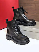 Женские ботинки Balenciaga Black Tractor Side-zip Boots (чёрные) стильные осенние сапоги PD6942 cross