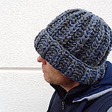 Чоловіча модна міксова шапка з відворотом, стильне забарвлення для чоловіків, жінок та поростків, фото 2