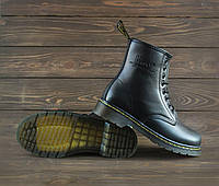 Мужские зимние ботинки Dr. Martens 1460 Black (чёрные) стильные повседневные сапоги на шнуровке с мехом 2251