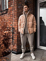 Куртка мужская зимняя вельветовая оверсайз (песочнаяая) sKB26 классная стильная теплая крутая на пуху Топ