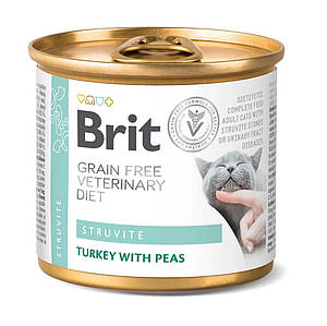 Brit VD Struvite Cat Cans для кішок з індичкою та горохом 200 г