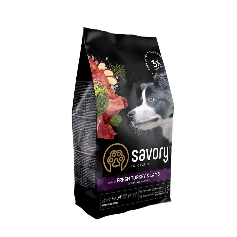 Сухий корм для собак середніх порід Savory Medium Breed rich in Fresh Turkey & Lamb (індичка та ягня) 3 кг
