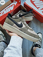 Мужские кроссовки Nike Air Force Low Brown (светло-коричневые с бежевым/чёрным) низкие кеды 901TP cross