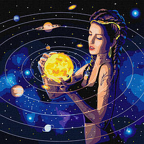Картина за номерами Зодіак "Підкорюючи всесвіт з металевою фарбою" 50*50 см Ідейка KHO 9539