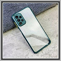 Протиударний чохол бампер для Samsung Galaxy A13 зелений прозорий захист камери