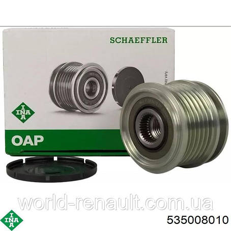 INA (Німеччина) 535 0080 10 — Шків (обгінна муфта) генератора на Рено Трафік II M9R 2.0dCi, фото 1