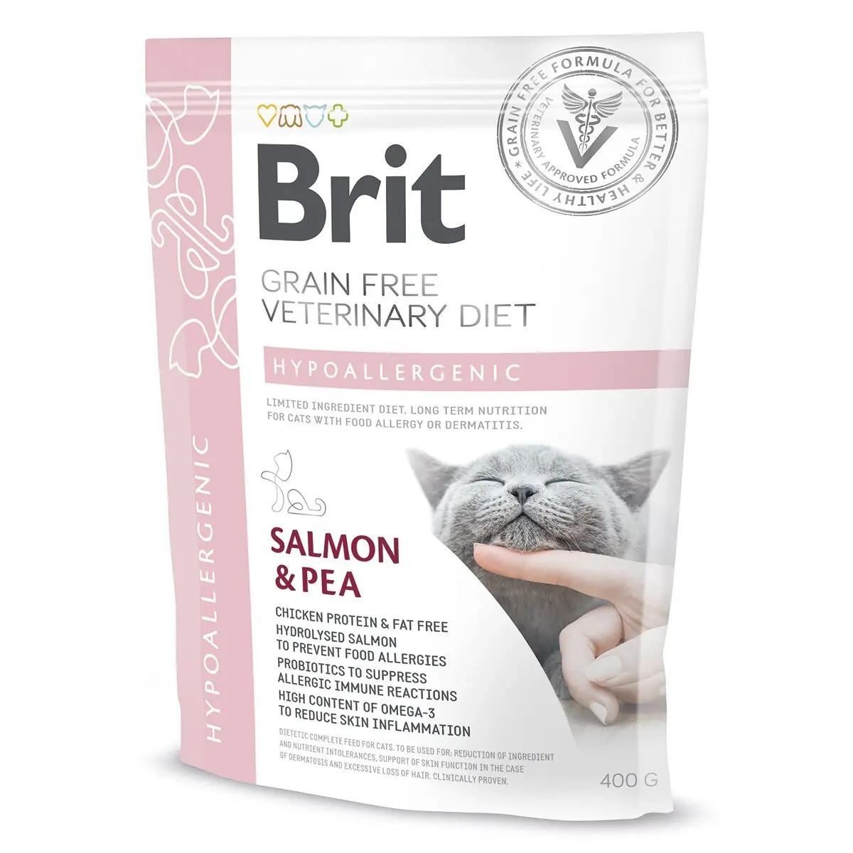 Сухий корм для котів при харчовій алергії Brit GF Veterinary Diet Hypoallergenic (лосось) 400 г, фото 1