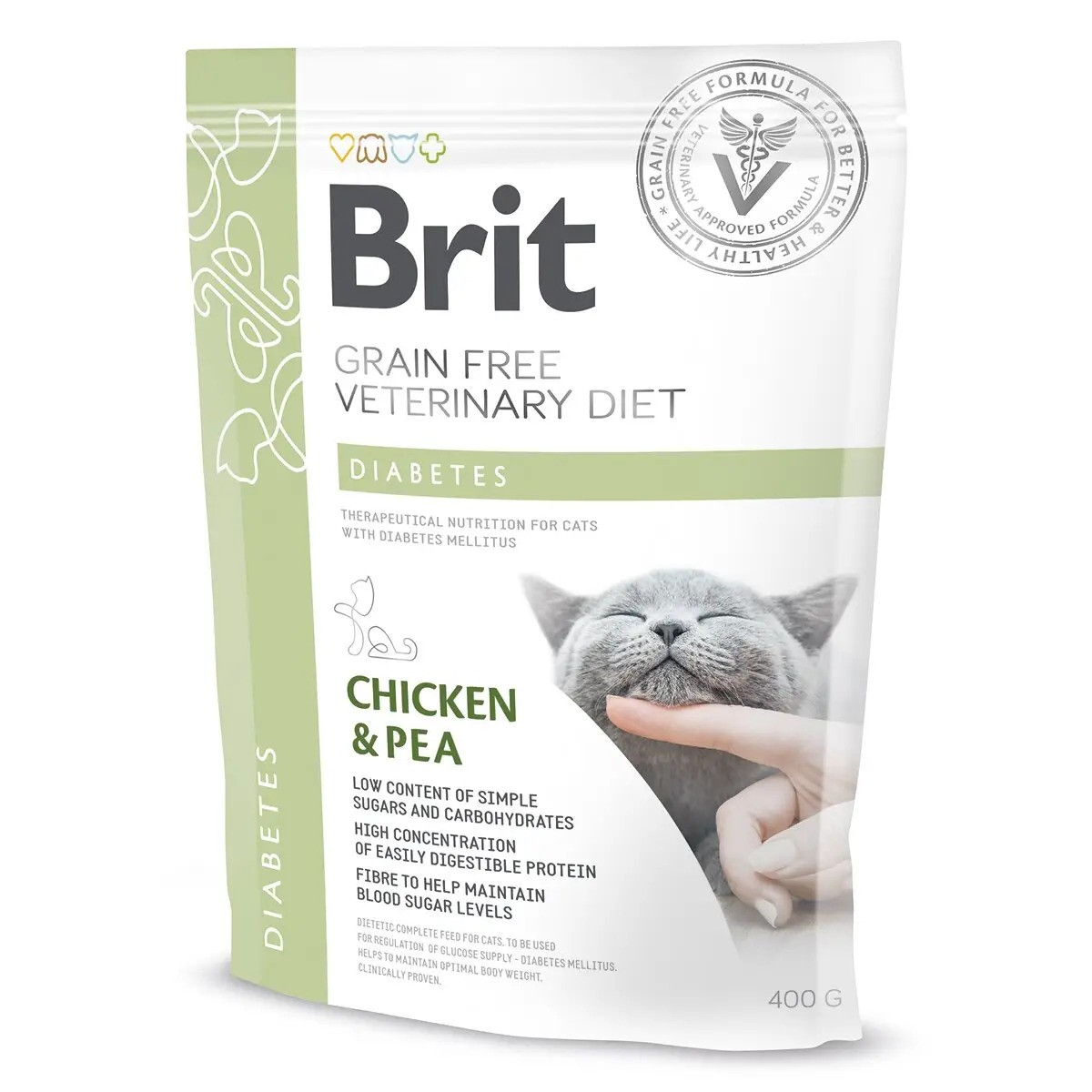 Сухий корм для котів при цукровому діабеті Brit GF Veterinary Diet Diabetes (курка) 400 г, фото 1