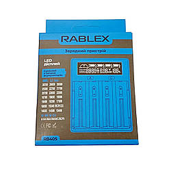 Зарядний пристрій Rablex RB405 (4 канали) LED-дисплей (18650, Li-Ion, USB)