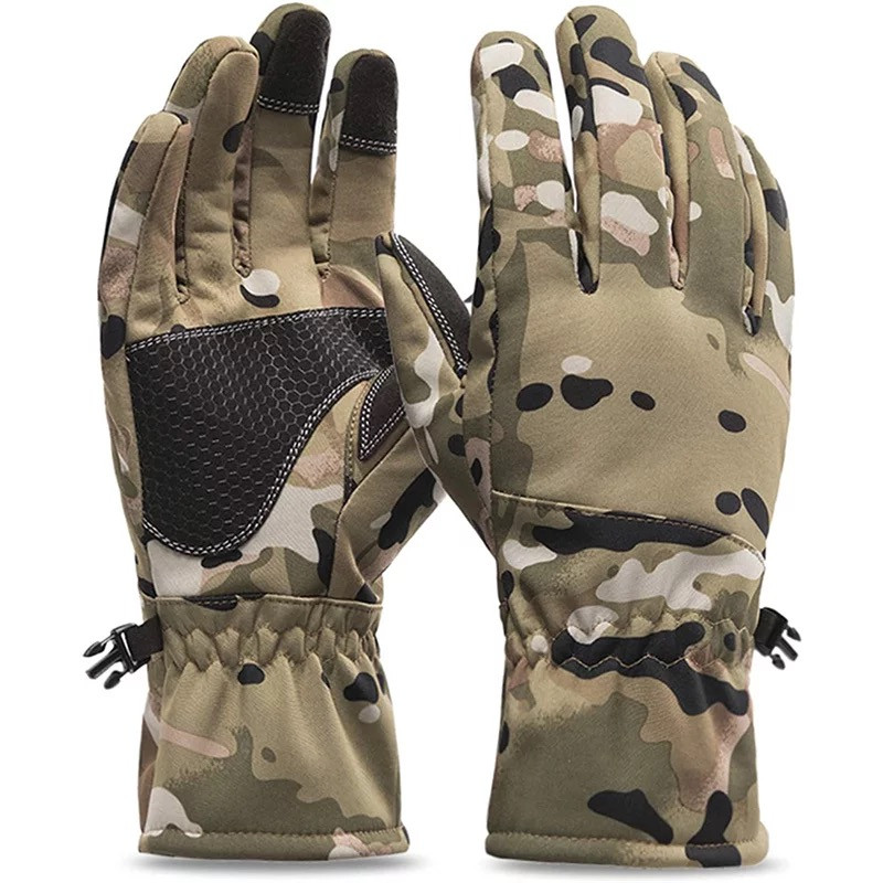 Рукавички тактичні водовідштовхувальні зимові утеплені флісом Combat Camo Камуфляж L