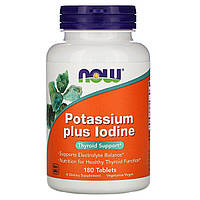 Калий плюс йод, Potassium Plus Iodine, Now Foods, 180 таблеток