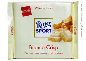 Шоколад білий хрусткий із крипсами Ritter sport WEISS+CRISP Німеччина 100 г