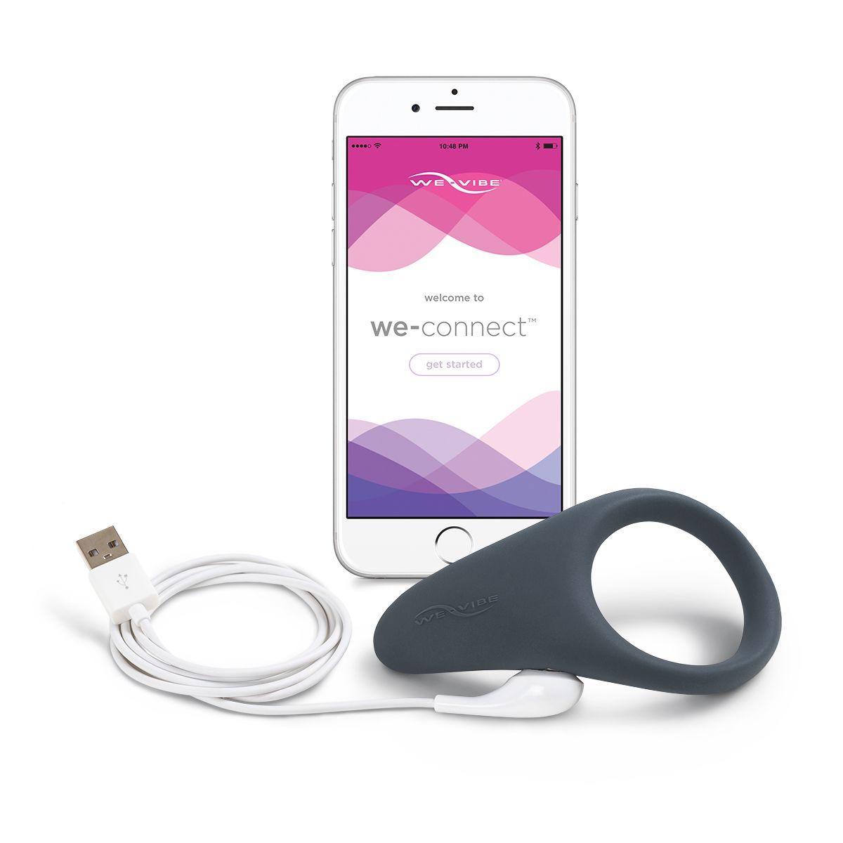 Смарт-віброкольцо під одяг VERGE BY WE-VIBE SLATE, охоплює пеніс і мошок, 10 режимів
