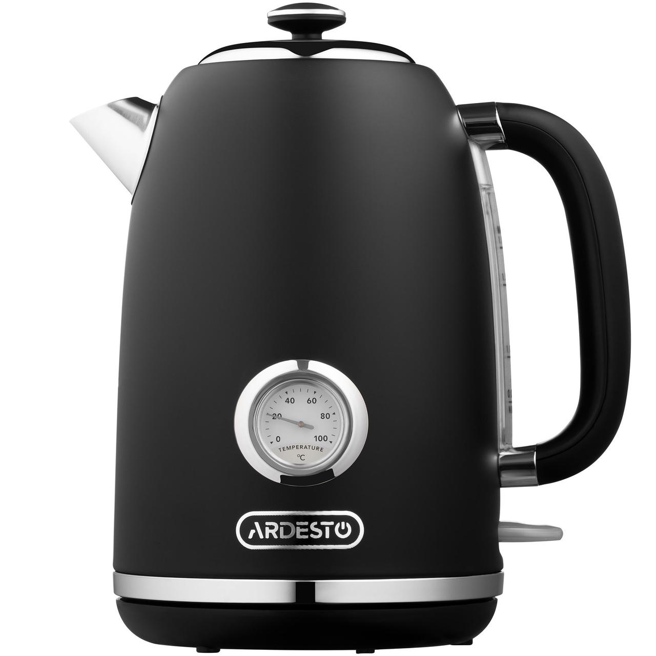 Електрочайник Ardesto EKL-F410BM 1.8л/2200Вт/strix контроль/нерж. сталь/індикатор температури/чорний