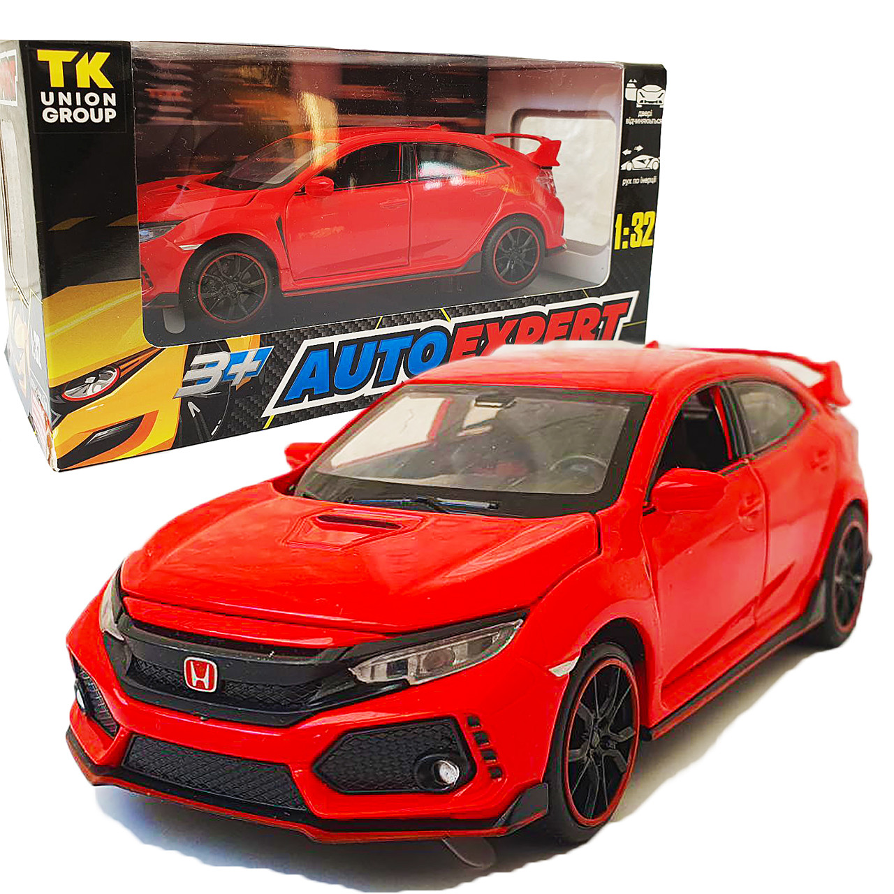 Іграшкова машинка металева Honda Civic «АвтоЕксперт» Хонда Сівік червоний звук світло 17*4*7 см (85358), фото 1
