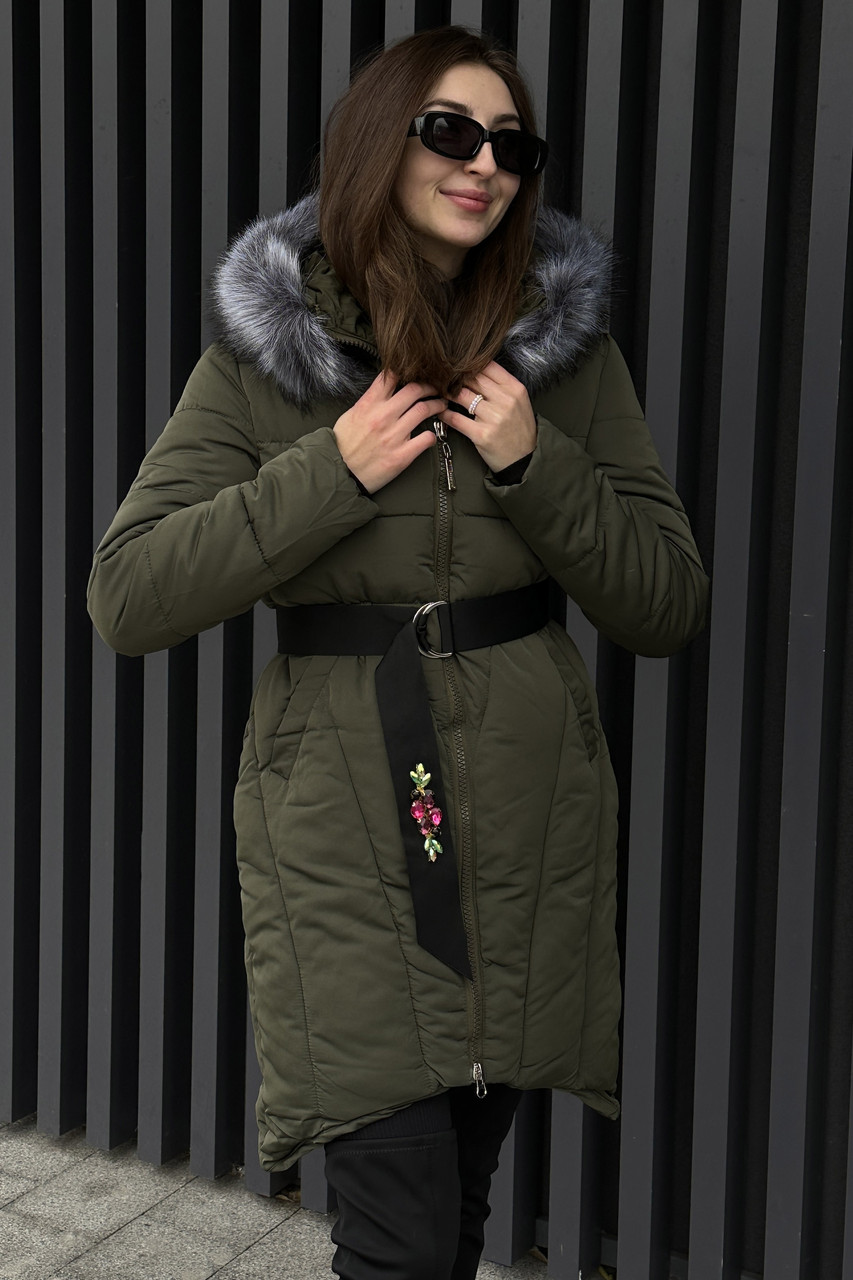Куртка жіноча зимова на синтепоні хакі 152660T Безкоштовна доставка