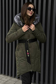 Куртка жіноча зимова на синтепоні хакі                                                               152660M
