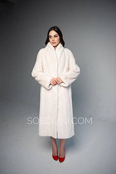 Пальто з білої норочки Nafa,   розмір s-m