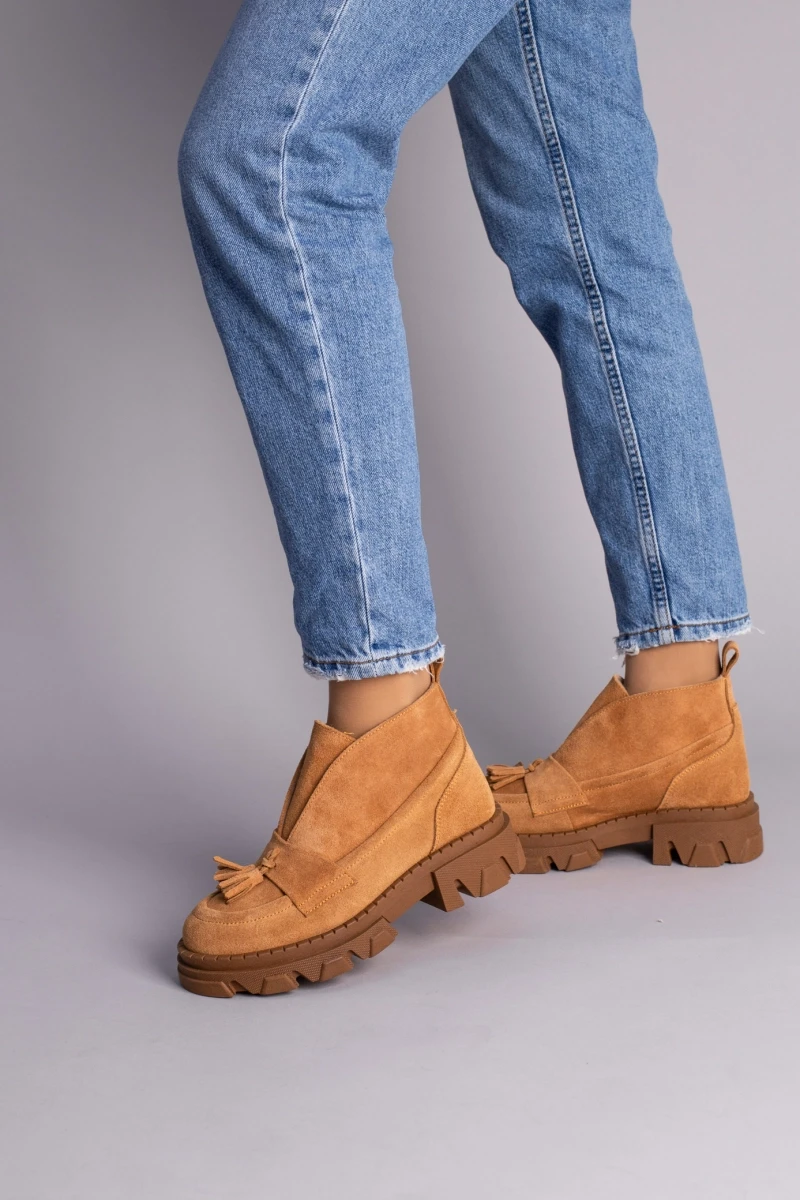 Жіночі зимові лофери ShoesBand Руді натуральні замшеві на середню стопу всередині кролик рекс 36 (23 см) (S87031-3з)