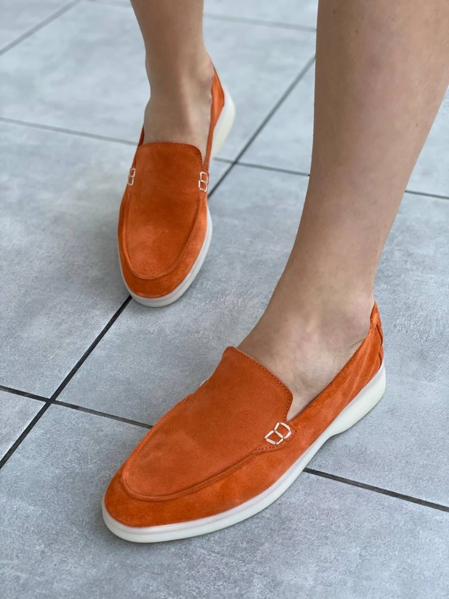 Жіночі демісезонні лофери ShoesBand Помаранчеві натуральні замшеві всередині шкірпідкладка 38 (24,5-25 см) (S39041), фото 1