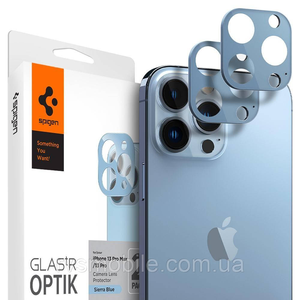 Захисне скло Spigen для камери iPhone 13 Pro/ 13 Pro Max — Optik (2 шт.), Sierra Blue (AGL04032), фото 1