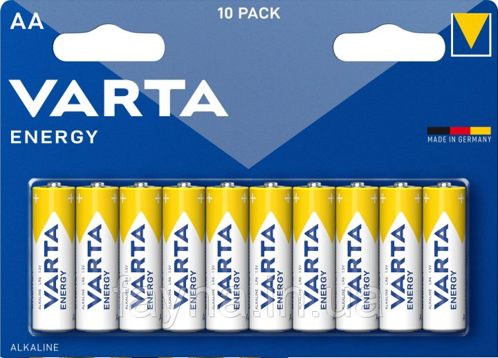 Батарейка алкалінова Varta Energy AA (тип LR6, пальчик, 10 штук в упаковці)