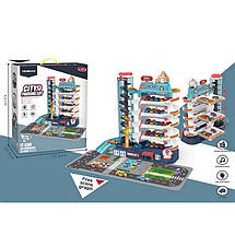 3302A Гараж паркінга з підіймачем 5 поверхів, машинки 8 шт., музика, світло, коробка 35,5-42-16 см, фото 2