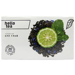 Чай крупнолистовий в пакетиках чорний ерл грей Хелло Ті Hello Tea 20пак 60g 20шт/ящ (Код: 00-00013187)