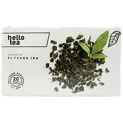 Чай крупнолистовий в пакетиках зелений ті гуань інь Хелло Ті Hello Tea 20пак 60g 20шт/ящ (Код: 00-00013192)
