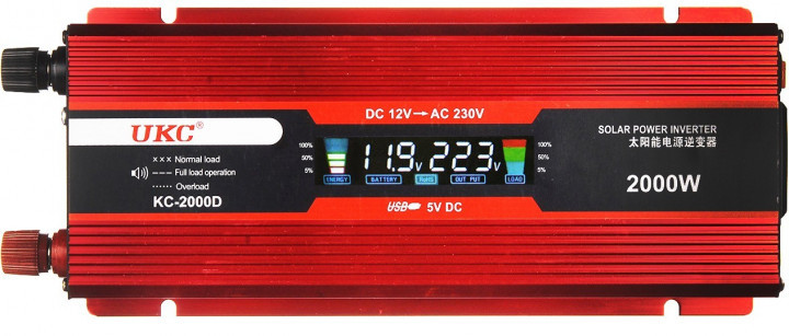 Автомобільний перетворювач UKC 12V 220V 2000W інвертор LCD екран