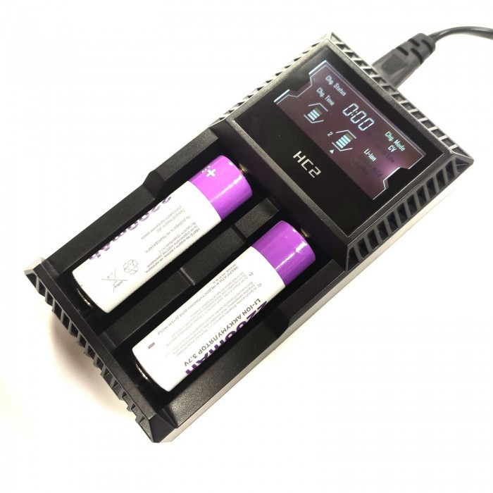 Зарядний пристрій для акумуляторів HC2 Charger на 2 акумулятори 18650 та інших