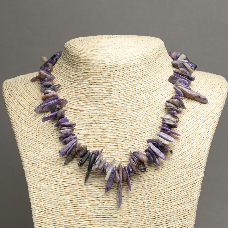 Намисто З Натурального Каменю Чароит Крихта "гойдалка" D — 15х3 Мм ...