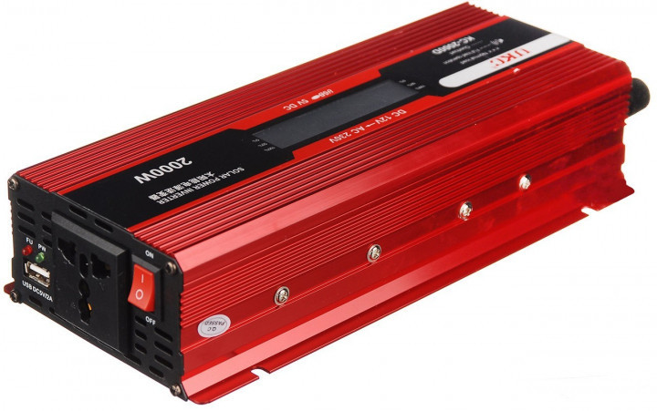 Автомобільний перетворювач UKC 12V 220V 2000W інвертор з LCD екраном