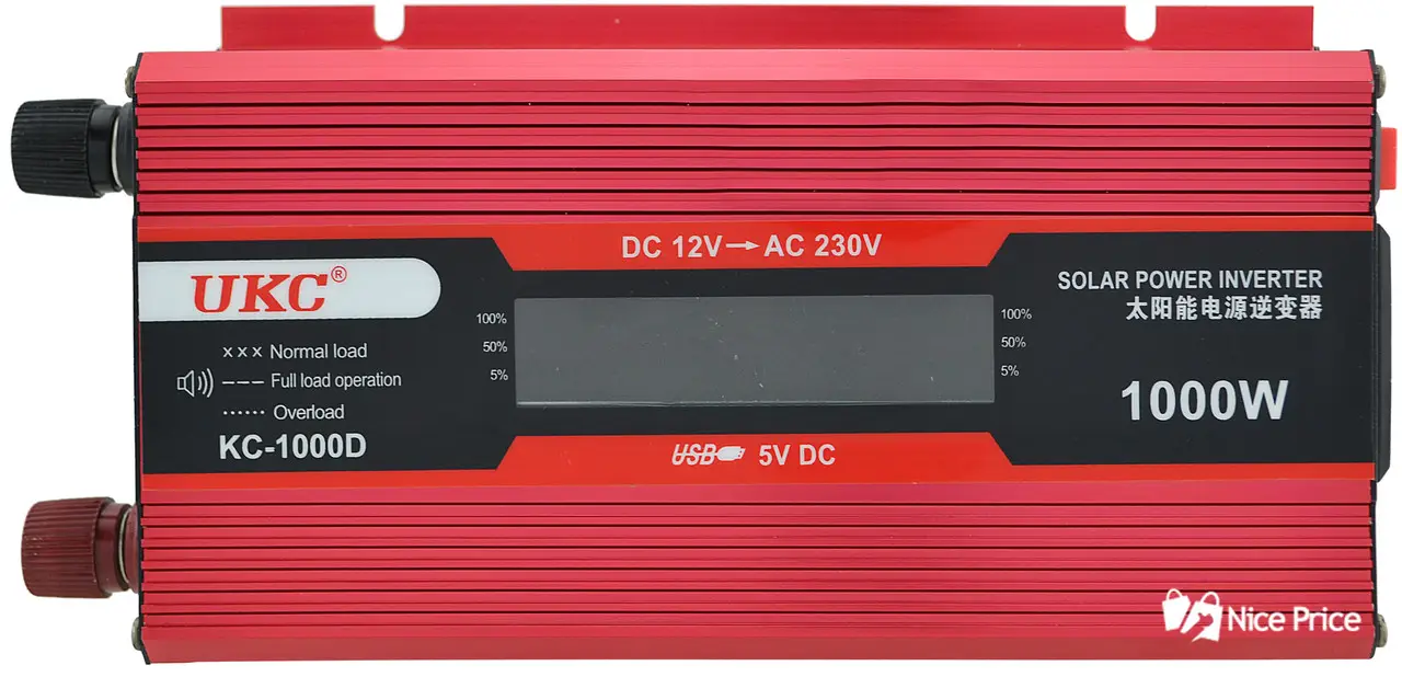 Перетворювач напруги UKC авто інвертор 12V-220V 1000W з екраном LCD