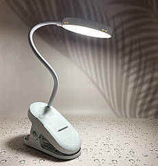 Світодіодна настільна лампа акумуляторна на прищіпці Led лампа usb Wi-light 829В. Біла