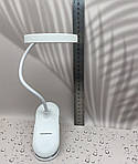 Світодіодна настільна лампа акумуляторна на прищіпці Led лампа usb Wi-light 829В. Біла, фото 5