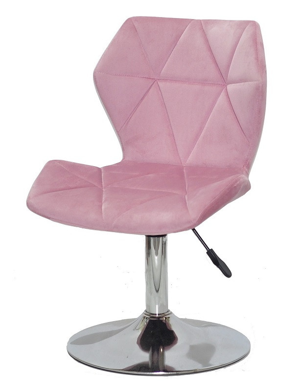 Стілець Torino CH-Base рожевий 1025 оксамит на хромованому млинці D-385 mm, поворотний із регулюванням висоти, фото 1