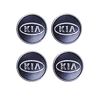 Колпачки на титаны KIA (60/55мм) черн/хром. пластик объемный логотип (4шт)