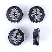 Колпачки на титаны RENAULT 55/60мм черн/хром. пластик объемный логотип (4шт)