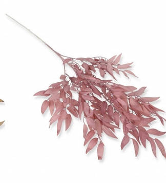 Гілка рускус штучний рожевий, 6 шт. Штучні листи для декору, Листя для декору, Висота 94 см