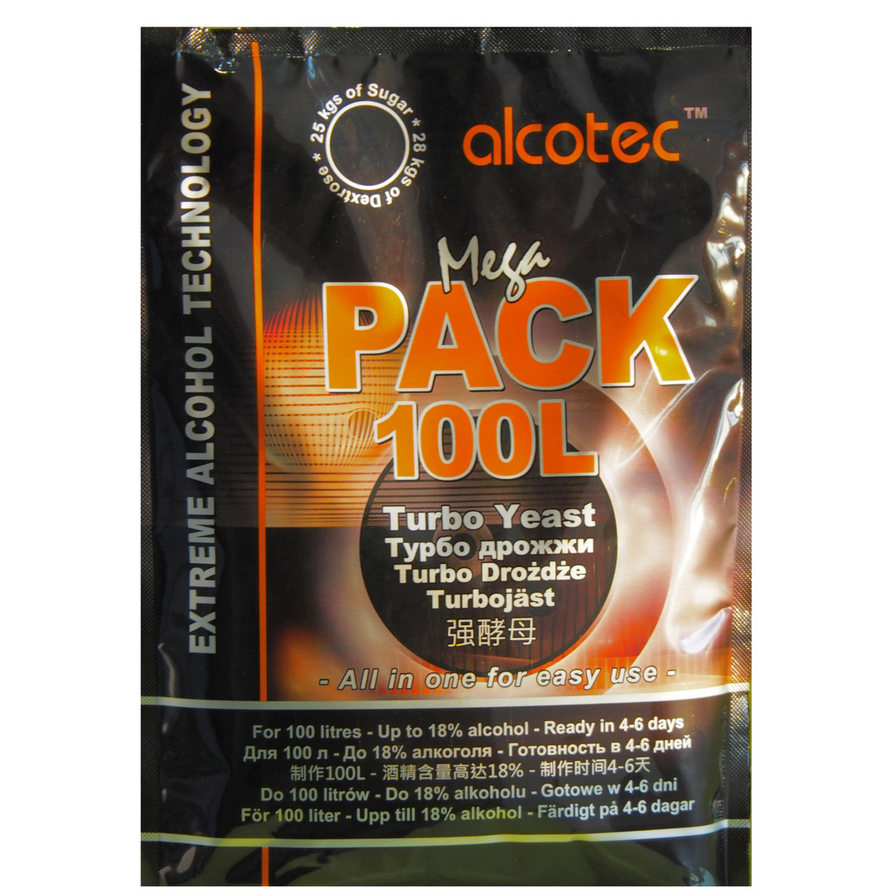 Турбо дрожжи Alcotec Mega Pack 100L - фото 1 - id-p1724343243