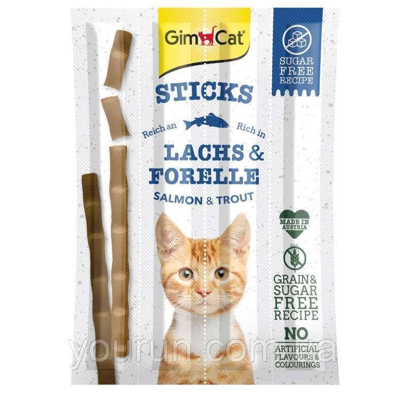 GimCat Sticks(Джимкет стікс) М'ясні палички для котів лосось і форель grain-free, 4 шт., фото 1