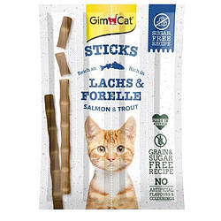 GimCat Sticks(Джимкет стікс) М'ясні палички для котів лосось і форель grain-free, 4 шт.