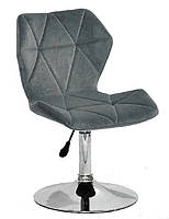 Стілець Torino CH-Base велюр сірий 1004 на хромованій круглій опорі D-410 mm, поворотний із регулюванням висоти, фото 2