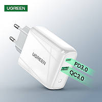 Сетевое зарядное устройство для быстрой зарядки USB+Type-C UGREEN 38W QC3.0 PD3.0 Wall Charger (белый)