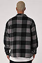Сорочка чоловіча біло-чорна весна-осінь-зима oversize байкова утеплена в клітинку Smash Over, фото 2