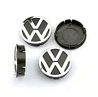 Колпачки на титаны Volkswagen 55/60мм черн/хром. пластик объемный логотип (4шт)